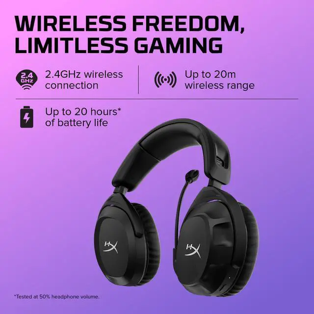 Alt view image 15 of 15 - Cloud Stinger 2 - Wireless Gaming Headset Compatible with PC. Noise-cancelling Swivel-to-mute Microphone, Comfortable Memory Foam, UP to 20 hours of battery life,Black