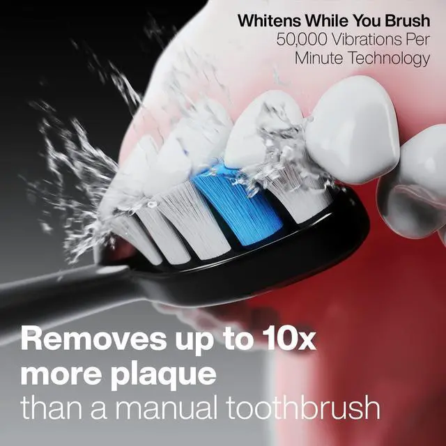 Alt view image 11 of 14 - Black Series PRO Ultra-Whitening Electric Toothbrush 5 Modes & Smart Timers Premium Travel Case & 6 Proflex Brush Heads ADA Accepted Toothbrush