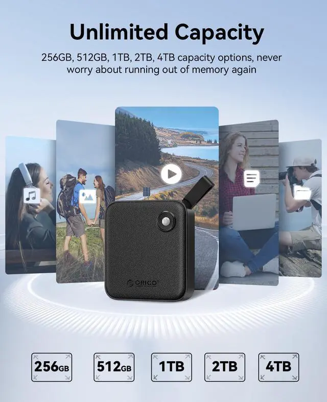 Alt view image 13 of 14 - Portable SSD 256 GB with 2 in 1 USB C Cable, External Solid State Drives, Up to 460MB/s, Status Indicator, Reliable Storage for USB-C Smartphone, Tablet, PC - B5PLUS