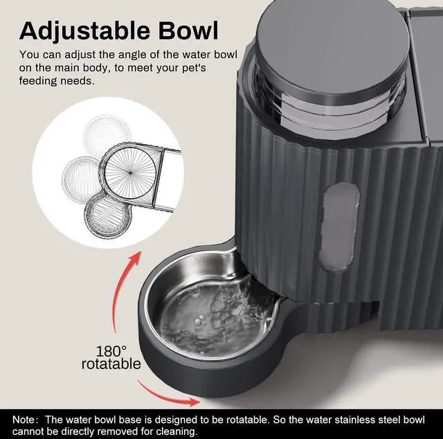 Alt view image 11 of 14 - Gravity Cat Food Feeder and Water Dispenser Stainless Steel Bowls Two-in-One Set Large Capacity Automatic Feeder for Pets Dogs, Puppies, Kittens-(0.8 Gallons x 2)