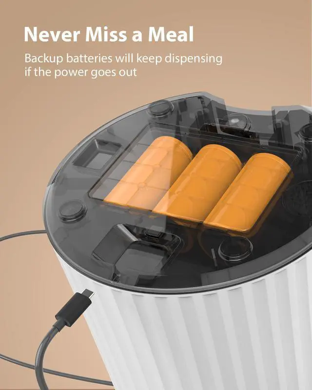 Alt view image 12 of 14 - Timed Automatic Cat Feeders - 4L Programable Dry Food Dispenser for Cats and Small Medium Dogs 6 Meals with Desiccant Bag Dual Power Supply 10S Voice Recorder