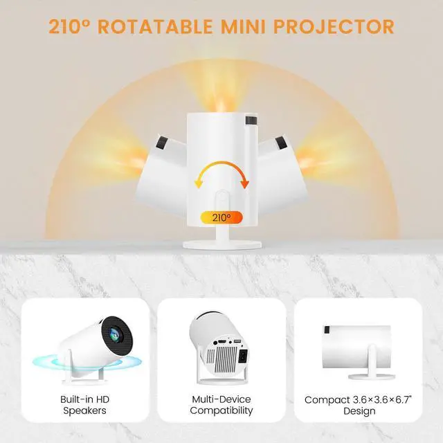 Alt view image 13 of 14 - Mini Projector HY300 Pro, Portable Projector with Dual-Band WIFI6 5G Wireless 5.4 Bluetooth, Smart Projector Support 4K 1080P, Auto Keystone Correction 35"-130" Screen Video Projector