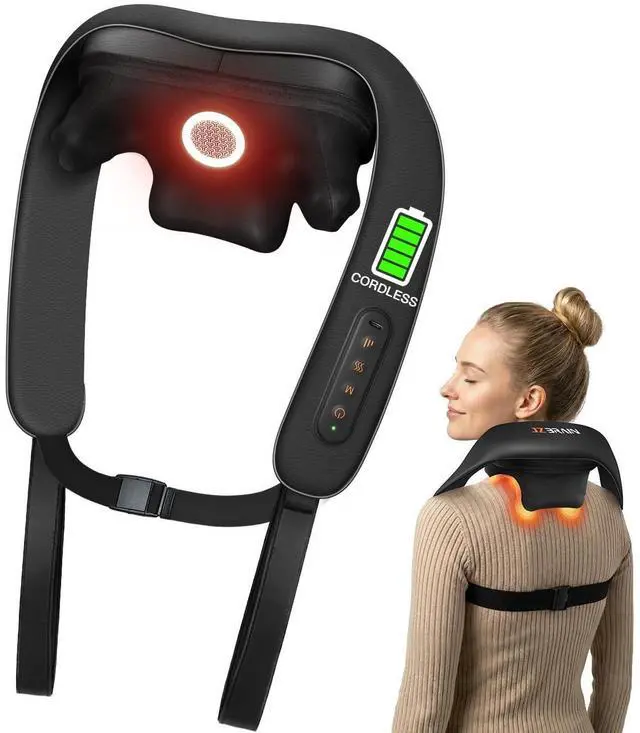 Alt view image 8 of 14 - Neck and Shoulder Massager with Heat : Cordless Kneading Neck Massager for Pain Relief Deep Tissue - 3 Modes, 2 Intensity & 2 Heat Settings, Hands-Free Daily Comfort for Office and Home Use