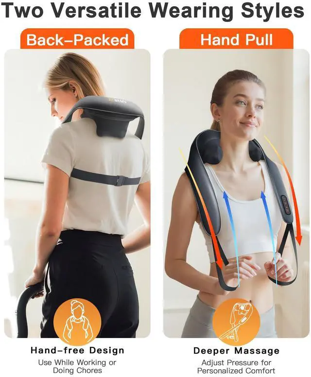 Alt view image 11 of 14 - Neck and Shoulder Massager with Heat : Cordless Kneading Neck Massager for Pain Relief Deep Tissue - 3 Modes, 2 Intensity & 2 Heat Settings, Hands-Free Daily Comfort for Office and Home Use
