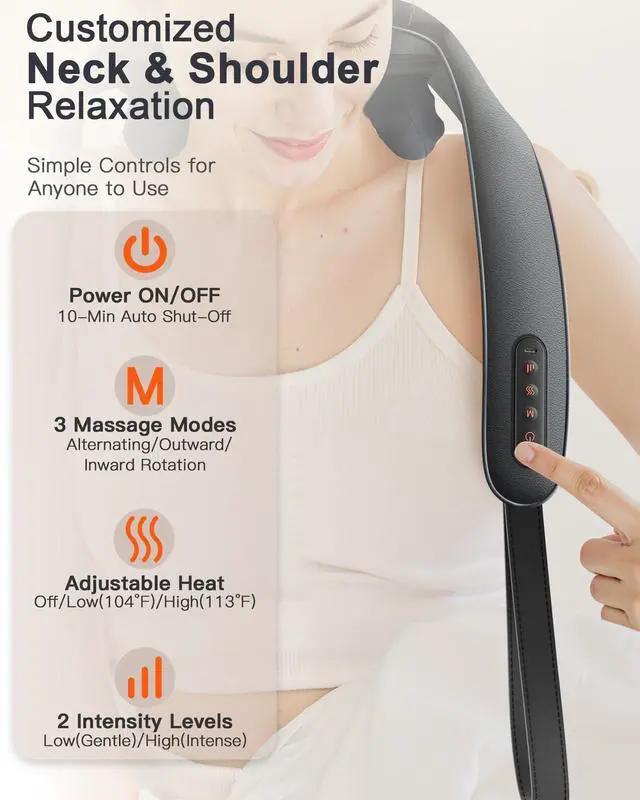 Alt view image 14 of 14 - Neck and Shoulder Massager with Heat : Cordless Kneading Neck Massager for Pain Relief Deep Tissue - 3 Modes, 2 Intensity & 2 Heat Settings, Hands-Free Daily Comfort for Office and Home Use