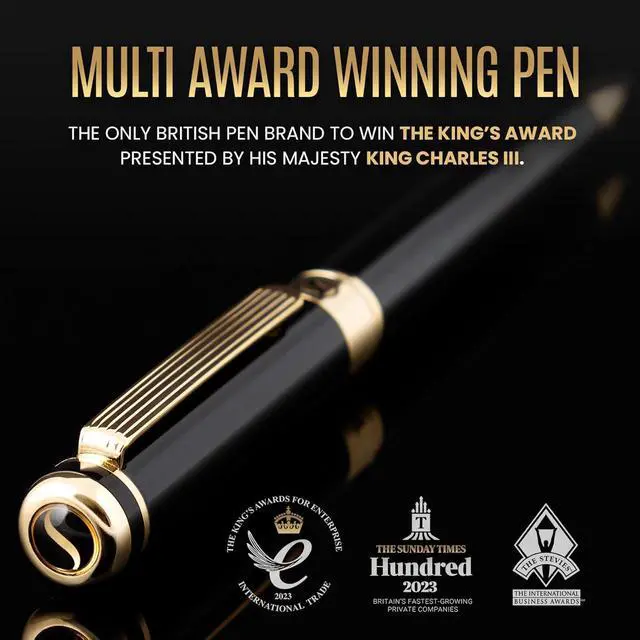 Alt view image 2 of 7 - Scriveiner Black Lacquer Ballpoint Pen -Stunning Luxury Pen, Real Gold Plating, Schmidt Black Refill, Best Gift Set for Men & Women, Professional Executive Office, Nice Fancy Designer Pens