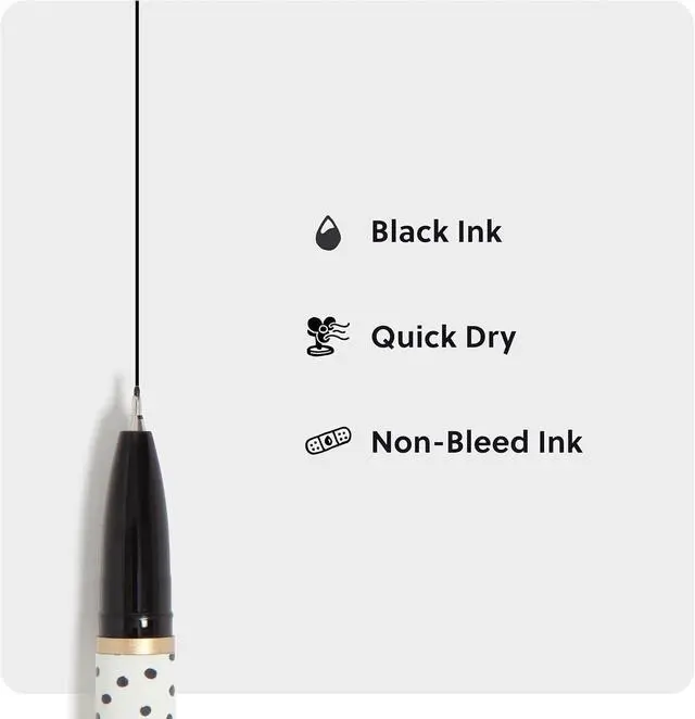 Alt view image 4 of 6 - U Brands Catalina Felt Tip Pens, Set of 6 Black Ink Pens, Dots and Stripes, Medium (0.7 mm) Point