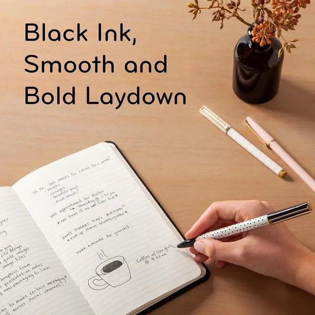 Alt view image 6 of 6 - U Brands Catalina Felt Tip Pens, Set of 6 Black Ink Pens, Dots and Stripes, Medium (0.7 mm) Point