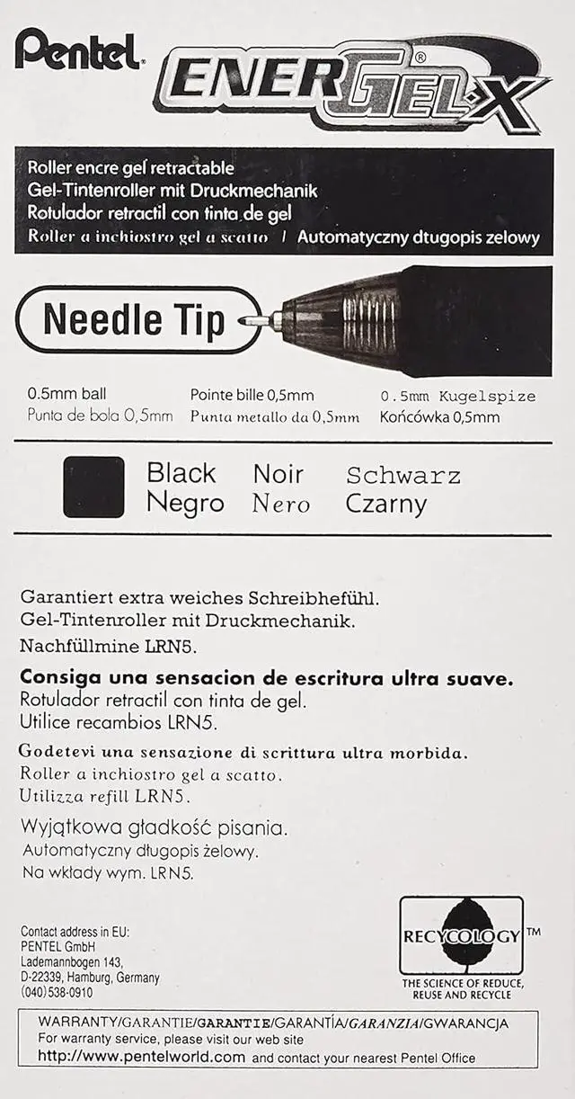 Alt view image 2 of 7 - Pentel EnerGel-X Retractable Liquid Gel Pen, 0.5 mm, Black, Pack of 24