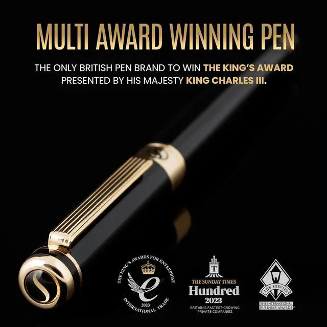 Alt view image 2 of 7 - Scriveiner Black Lacquer Rollerball Pen - Stunning Luxury Pen, Real Gold Plating, Schmidt Ink Refill, Best Roller Ball Gift Set for Men & Women, Professional, Executive Office, Nice Pens