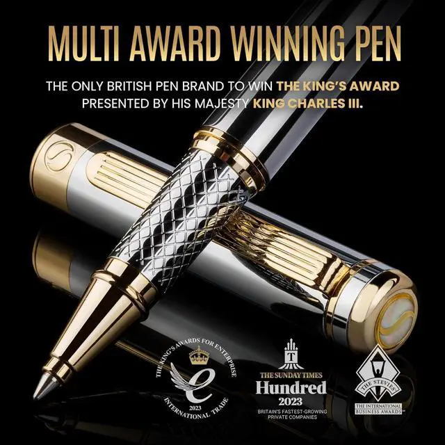 Alt view image 7 of 7 - Scriveiner Silver Chrome Rollerball Pen - Stunning Luxury Pen, Real Gold Plating, Schmidt Ink Refill, Best Roller Ball Pen Gift Set for Men & Women, Professional, Executive Office, Fancy Pens