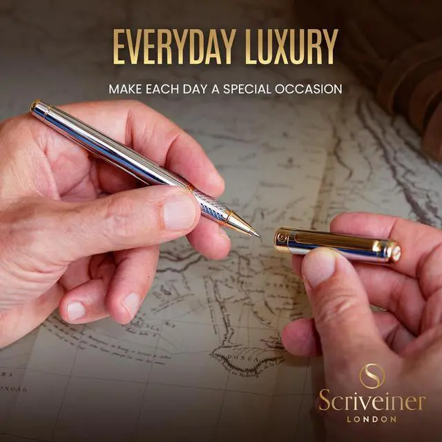 Alt view image 4 of 7 - Scriveiner Silver Chrome Rollerball Pen - Stunning Luxury Pen, Real Gold Plating, Schmidt Ink Refill, Best Roller Ball Pen Gift Set for Men & Women, Professional, Executive Office, Fancy Pens