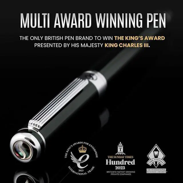 Alt view image 2 of 7 - Scriveiner Black Green Fountain Pen - Stunning Luxury Pen with Chrome Finish, Schmidt Nib (Fine), Best Pen Gift Set for Men & Women, Professional, Executive, Office, Nice Pens