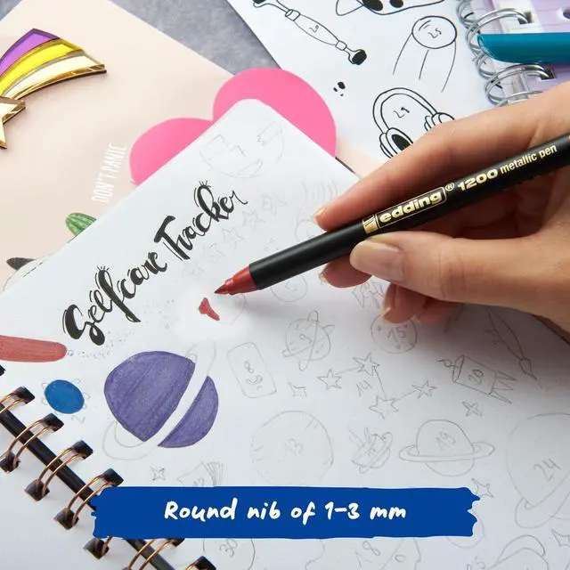 Alt view image 4 of 7 - edding 1200 Metallic Color Fiber Pen Set, 6-Colors