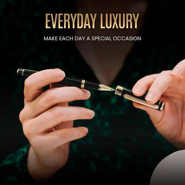 Alt view image 5 of 7 - Scriveiner Black Lacquer Rollerball Pen - Stunning Luxury Pen, Real Gold Plating, Schmidt Ink Refill, Best Roller Ball Gift Set for Men & Women, Professional, Executive Office, Nice Pens