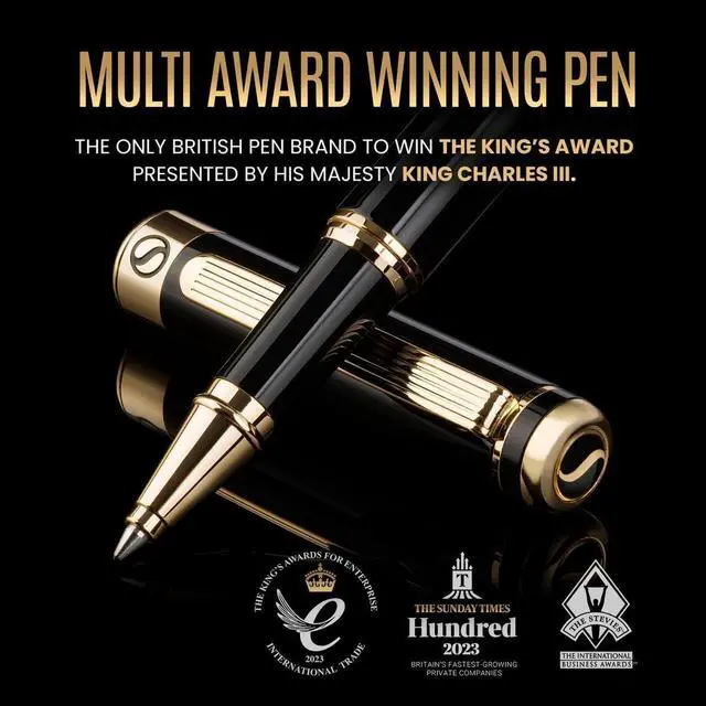 Alt view image 7 of 7 - Scriveiner Black Lacquer Rollerball Pen - Stunning Luxury Pen, Real Gold Plating, Schmidt Ink Refill, Best Roller Ball Gift Set for Men & Women, Professional, Executive Office, Nice Pens