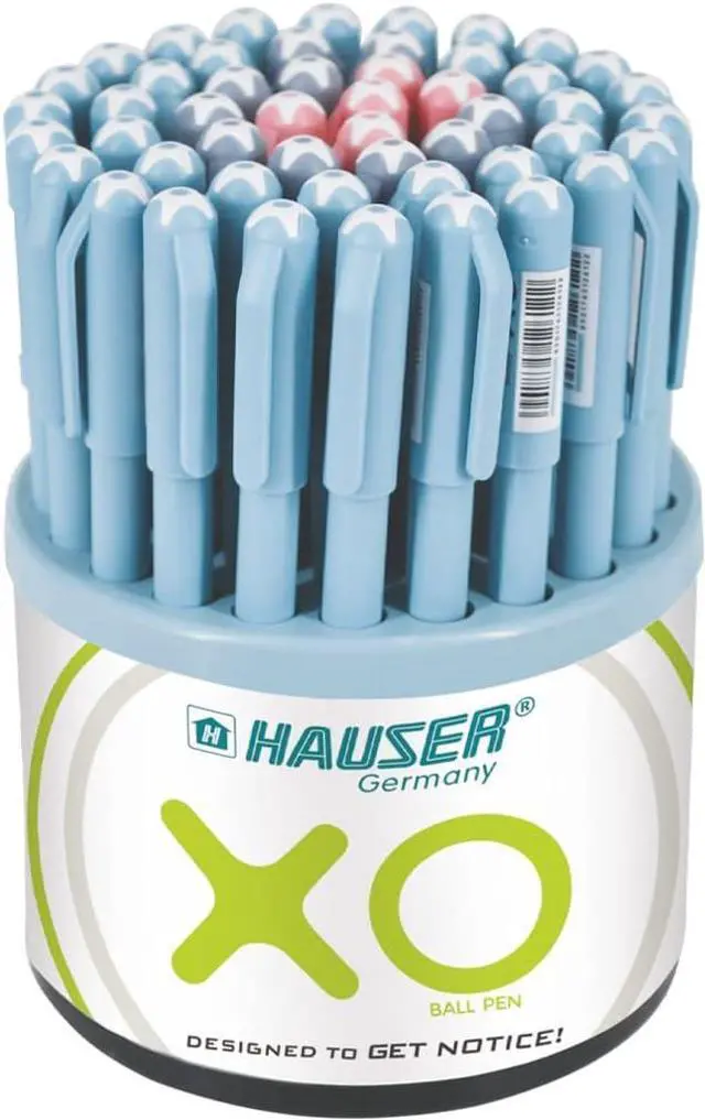 Main image of Hauser XO 0.7mm Ball Pen Tumbler | Sleek Body & Minimalistic Design | Matt Finish & Solid Body Type | Low Viscosity Ink with Ultra Durable Tip | Blue, Black & Red Ink, Pack of 50 Pens