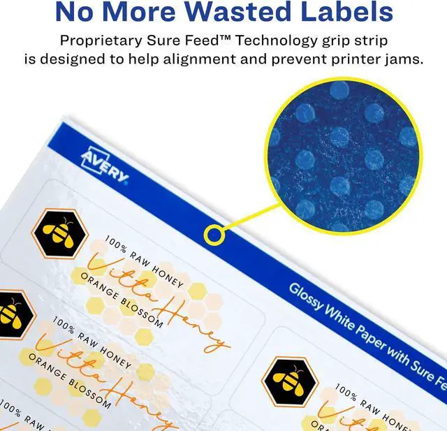 Alt view image 3 of 5 - Avery Rectangle Labels, Sure Feed Technology, 2" x 4", 100 Glossy White Labels (36466)