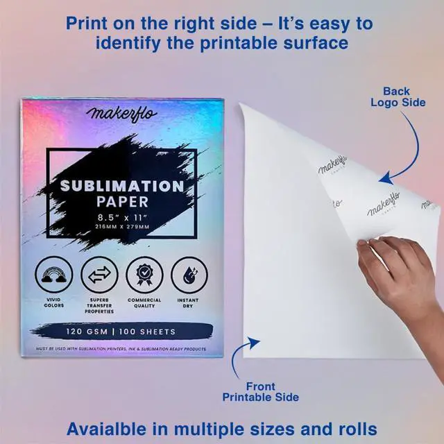 Alt view image 3 of 7 - Makerflo Sublimation Paper 8.5 x 11 Inch 100 Sheets, Heat Transfer Sublimation Paper For Tumblers T-Shirts Phone Case Mugs, Printable Stickers Gifting Christmas DIY Enthusiast