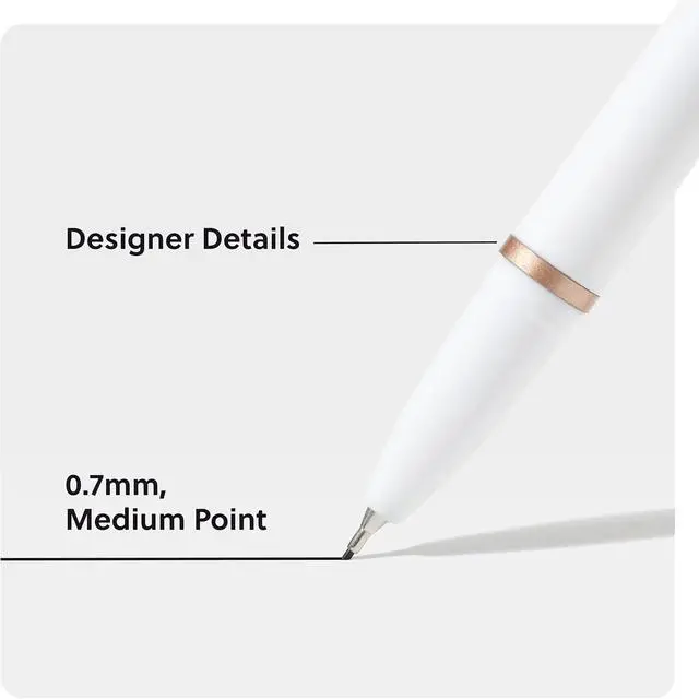 Alt view image 3 of 6 - U Brands Catalina Felt Tip Pens, Set of 12, White and Rose Gold, Medium (0.7 mm) Point, Black Ink
