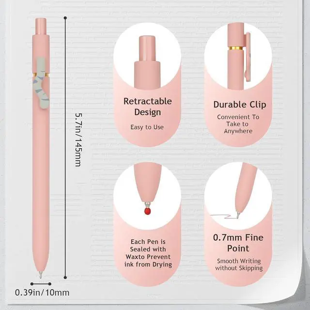Alt view image 2 of 6 - Ddaowanx Cute Cat Pens,6 Pcs 0.7mm Quick Dry Ink Colored Gel Pens | Fine Point Smooth Writing Pens for Journaling and Coloring,Kawaii Cat Lover Gifts for Women,Christmas Stocking Stuffers