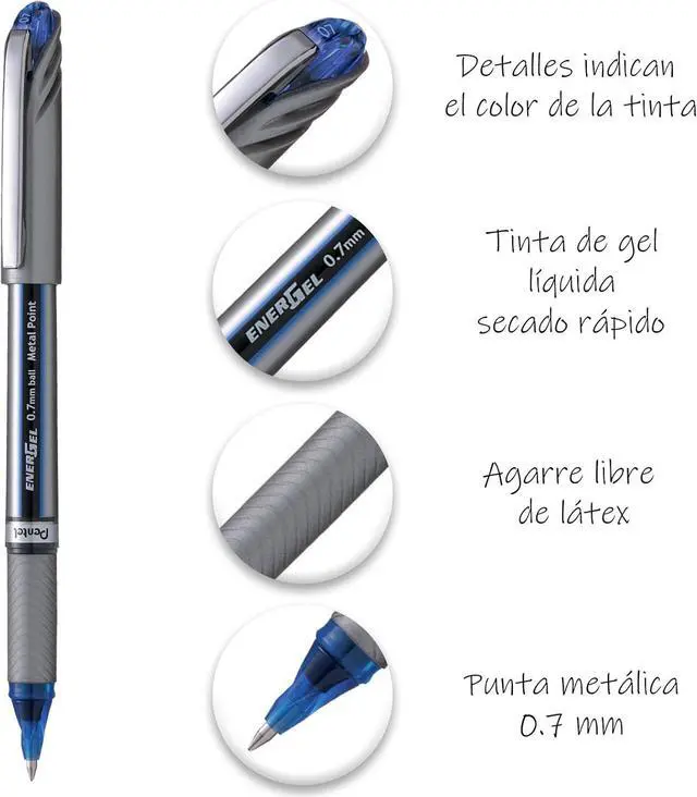 Alt view image 2 of 5 - Pentel Energel Plus Roller Ball Pen (Medium) - Blue (Pack of 12)