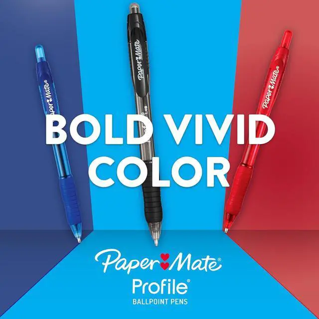 Alt view image 4 of 7 - Paper Mate Profile Retractable Ballpoint Pens, Bold Point (1.4mm), Assorted Colors, 12 Count - Back to School, Office, Teacher Supplies