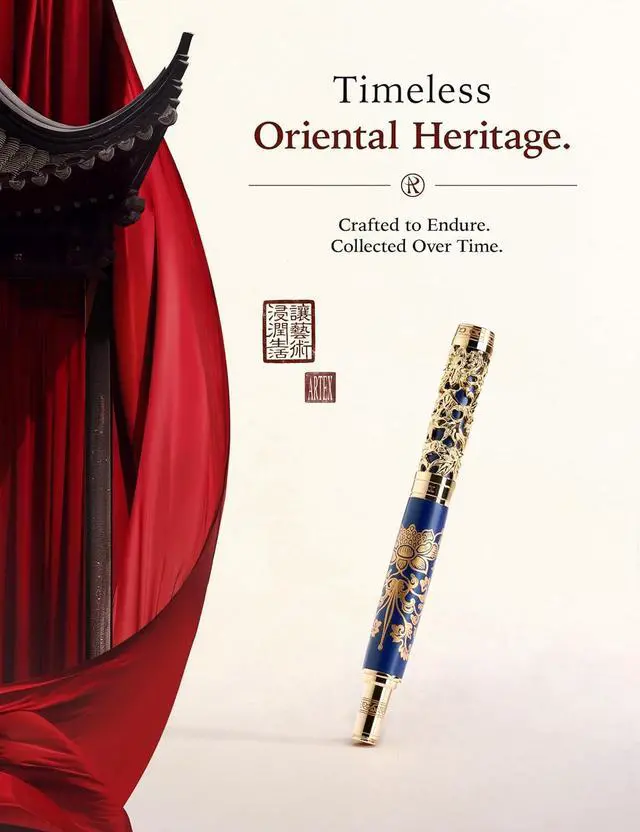 Main image of ARTEX Executive Rollerball Pen Sets With Stand-Museum Collections-Crafting Timeless Beauty-Luxury Pen Gift & Office Desk Decor, German SCHMIDT refill, Solid Metal & Marble Texture