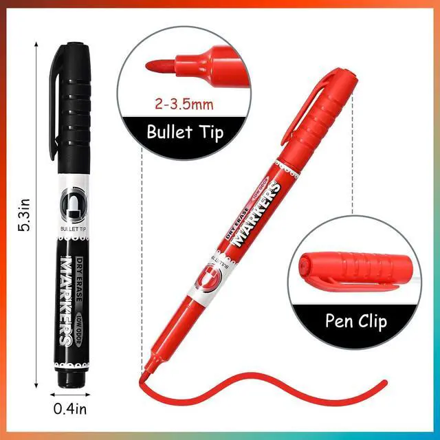 Alt view image 3 of 5 - SUQJOY Dry Erase Markers, Bullet Tip Whiteboard Markers, Low Odor Thick Dry Markers, 12 pack Assorted Colors for Kids/Teachers (12 Count 12 Colors)