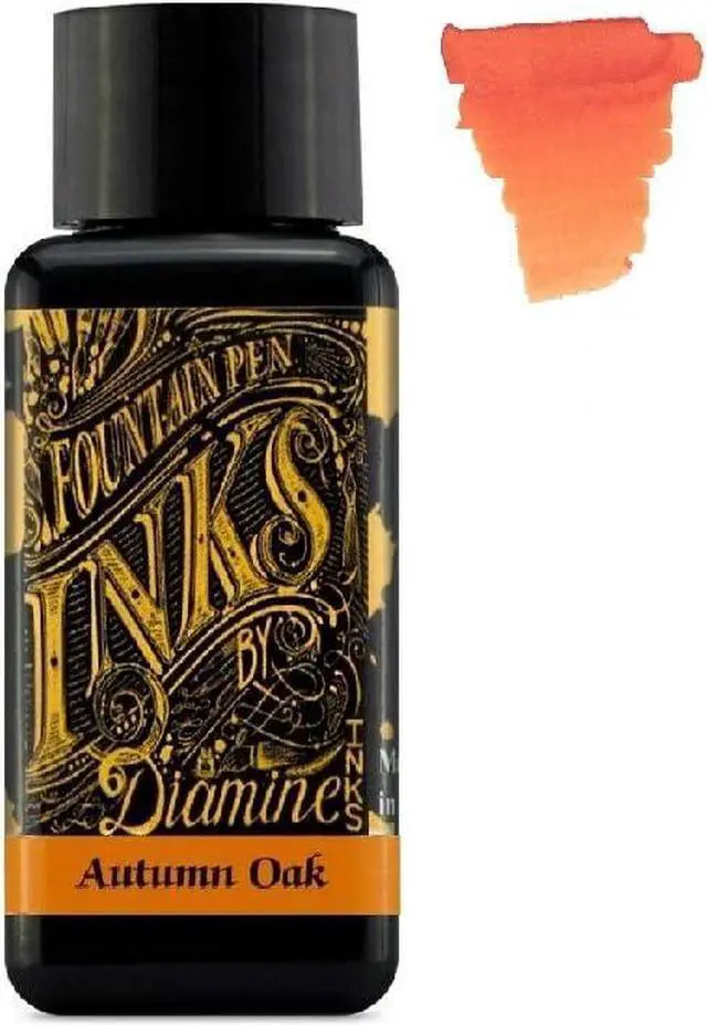 Alt view image 2 of 7 - Diamine - 30ml Fountain Pen Ink - Color Wheel - 6 Pack - Autumn Oak, Hope Pink, Jet Black, Ultra Green, Majestic Blue, Red Dragon