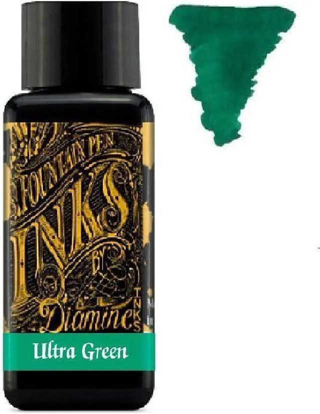 Alt view image 5 of 7 - Diamine - 30ml Fountain Pen Ink - Color Wheel - 6 Pack - Autumn Oak, Hope Pink, Jet Black, Ultra Green, Majestic Blue, Red Dragon