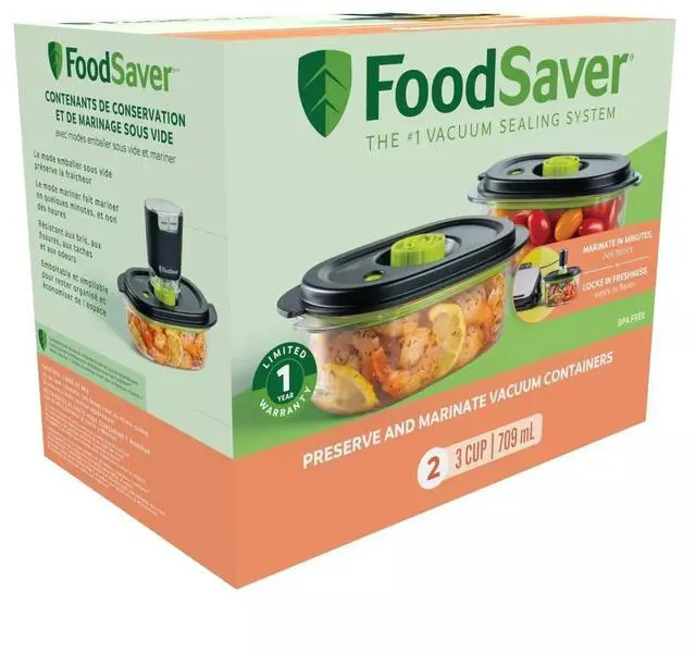 Alt view image 3 of 4 - 2pk 3 Cup Preserve and Marinate Vacuum Containers