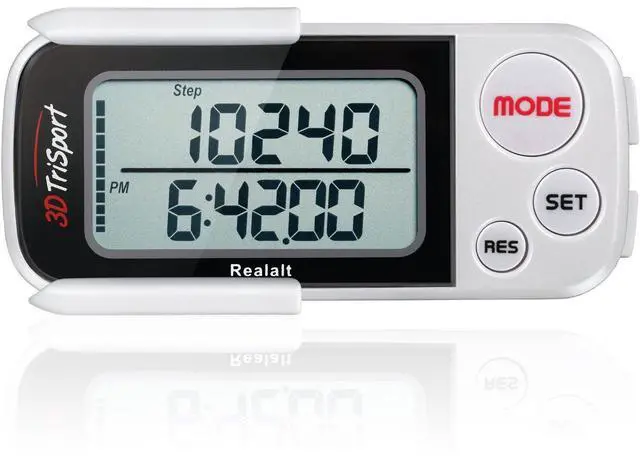 Alt view image 8 of 14 - 3DTriSport 3D Walking Pedometer with Clip & Strap, Accurate Step Counter with 30-Day Memory, Distance in Miles/KM Large Display Perfect for Seniors & Beginners eBook Included - White