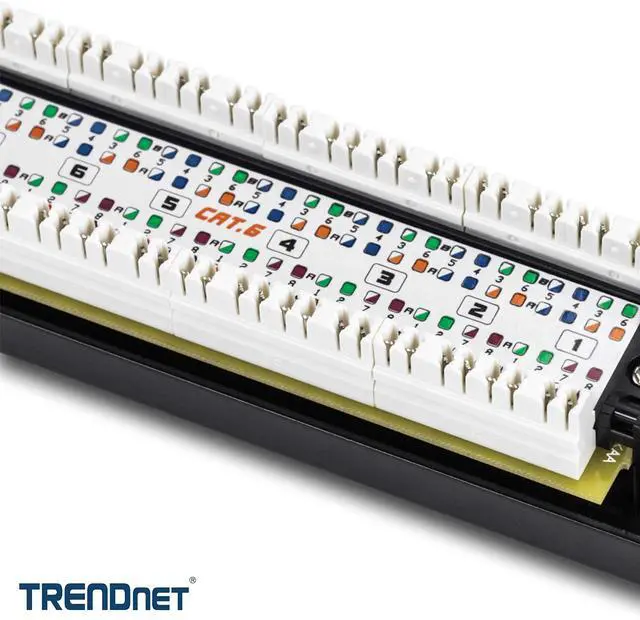 Alt view image 8 of 8 - 16-Port Cat6 Unshielded Patch Panel,Rackmount, 1U 19", Cat3,Cat4,Cat5,Cat5e,Cat6 Compatible, 250Mhz Connection, Ideal for Copper Gigabit Ethernet Connections, Black, TC-P16C6