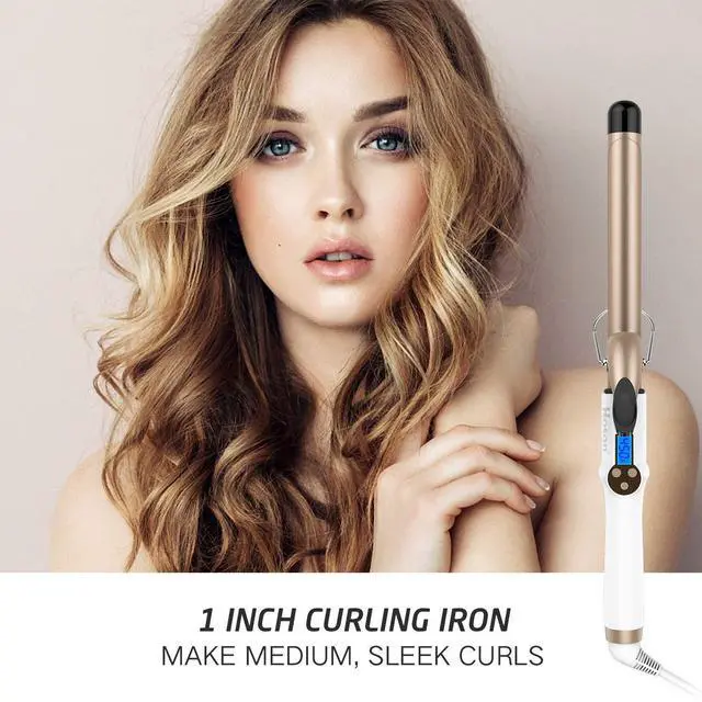 Alt view image 8 of 12 - 1 Inch Curling Iron Professional Ceramic Tourmaline Coating Barrel Hair Curler, LCD Dispaly with 9 Heat Setting(225°F to 450°F for All Hair Types, Glove Include)