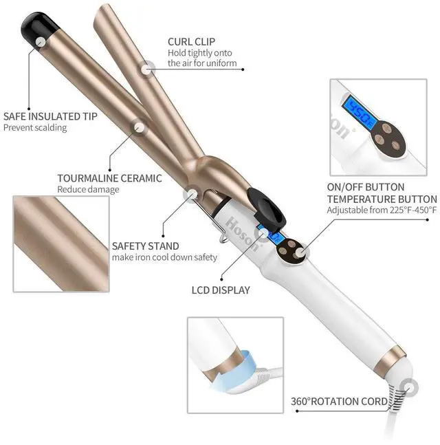 Alt view image 11 of 12 - 1 Inch Curling Iron Professional Ceramic Tourmaline Coating Barrel Hair Curler, LCD Dispaly with 9 Heat Setting(225°F to 450°F for All Hair Types, Glove Include)