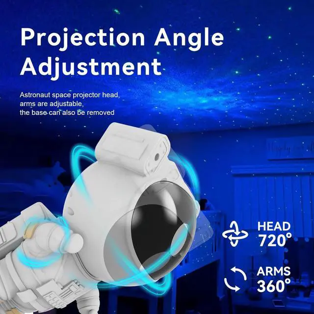 Alt view image 9 of 12 - Star Projector Galaxy Night Light - Astronaut Space Projector, Starry Nebula Ceiling LED Lamp with Timer and Remote, Kids Room Decor Aesthetic, for Christmas & Birthdays