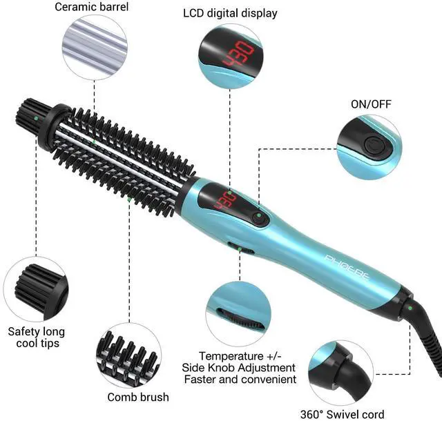 Alt view image 12 of 14 - Curling Iron, Dual Voltage Travel 1 Inch Ceramic Tourmaline Ionic Hair Curler Hot Brush, Professional Anti-Scald Instant Heat Up Curling Wands, Heated Styler for Long Hair