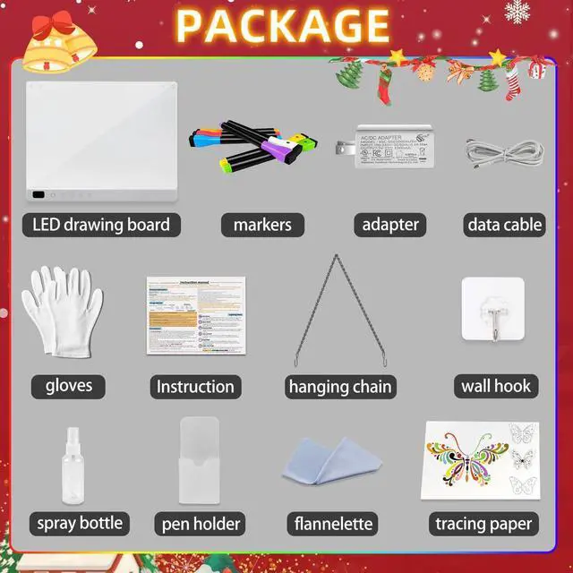 Alt view image 9 of 14 - Led Drawing Board with 13 Light Effects, 16" Rechargeable Glow Doodle LED Note Board with Colors, Neon Light Up Drawing Tablet Gifts for Kids for Easter Birthday Christmas Gift Ideas