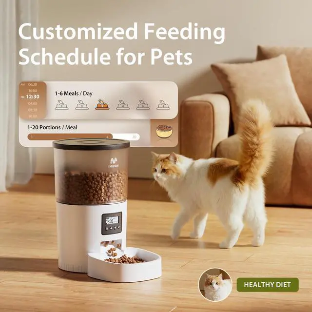 Alt view image 9 of 14 - Automatic Cat Feeders, 3L Timed Cat Dry Food Dispenser with Desiccant Bags, Dual Power Supply, Programmable Portion Size, 6 Meals, 20 Portions Per Day, Auto Pet Feeder for Cats and Small Dogs
