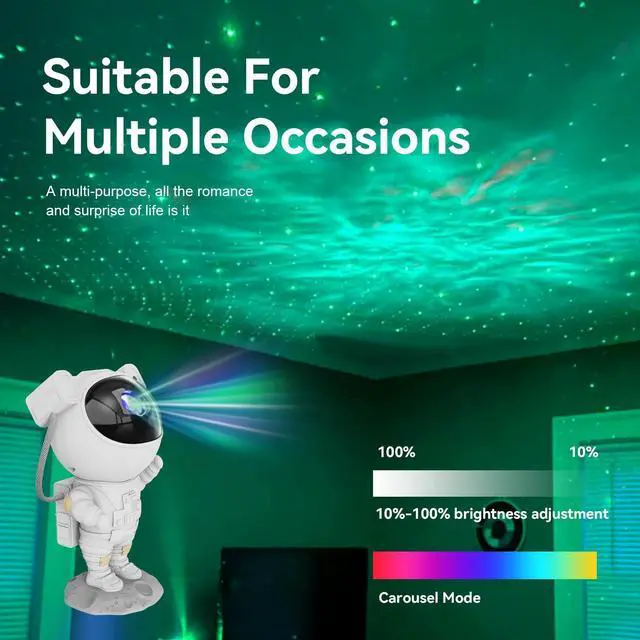 Alt view image 10 of 12 - Star Projector Galaxy Night Light - Astronaut Space Projector, Starry Nebula Ceiling LED Lamp with Timer and Remote, Kids Room Decor Aesthetic, for Christmas & Birthdays