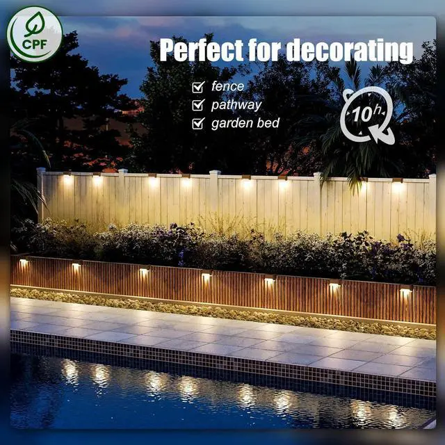 Alt view image 11 of 14 - Solar Deck Lights Outdoor 16 Pack, Solar Step Lights Waterproof Led Solar lights for Outdoor Stairs, Step , Fence, Yard, Patio, and Pathway(Warm White)