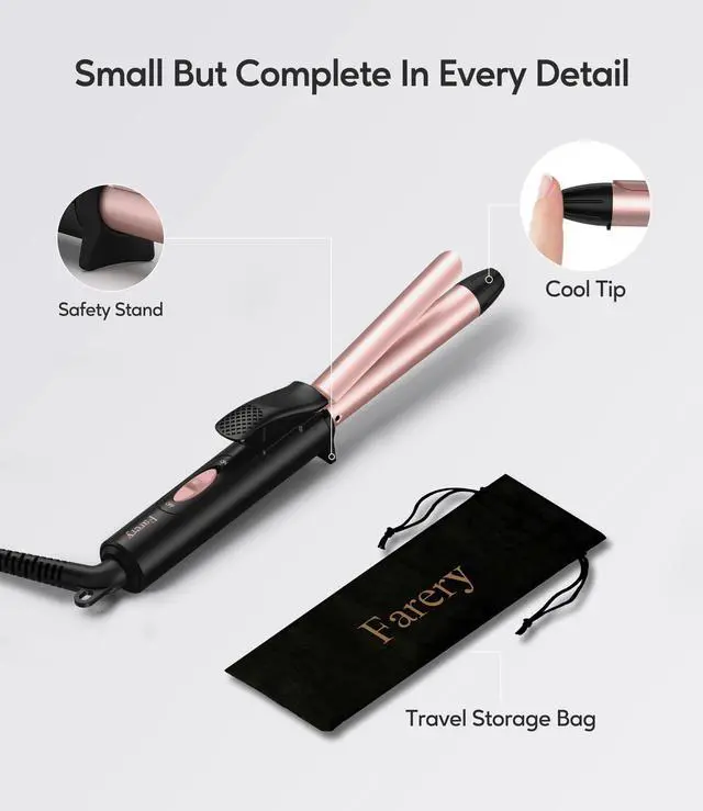 Alt view image 13 of 14 - Travel Size Curling Iron Dual Voltage 100-240V, Mini Curling Iron for Short Hair with 1/2 Inch Barrel, Ceramic Mini Hair Curler with Keratin & Argan Oil Infused, Travel Hair Curler with Storage Bag