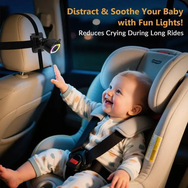 Alt view image 12 of 14 - Baby Car Camera for Backseat HD 1080P, 150° Wide Angle, Night Vision, Easy Installation, Adjustable LED Light, 4.3 LCD Display, Anti-Glare