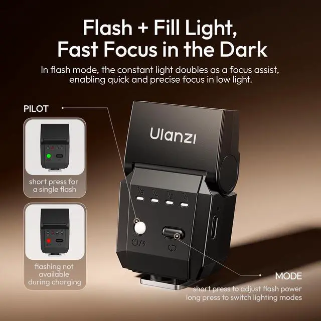 Alt view image 10 of 14 - SL03 Camera Mini Flash Speedlite with Video Light for Beginners Basic, GN8 6500K Flash 90° Angle Adjustable Compatible with Sony/Canon/Fuji/Nikon DSLR, Universal Single Contact Hot Shoe Mount
