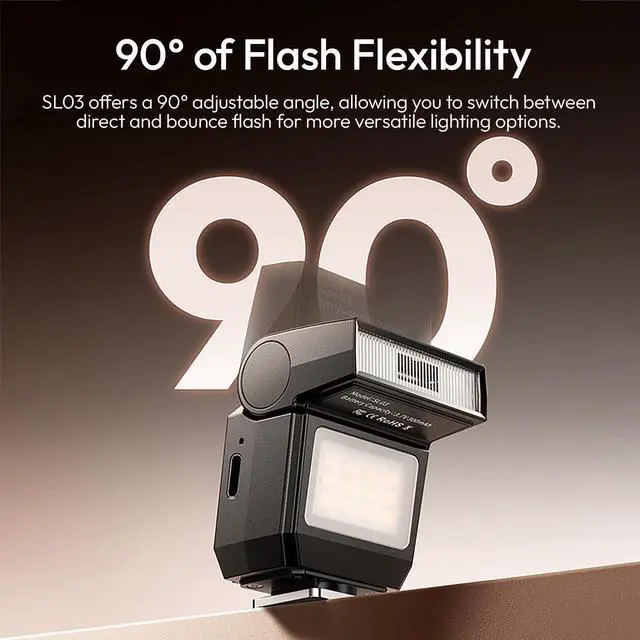 Alt view image 11 of 14 - SL03 Camera Mini Flash Speedlite with Video Light for Beginners Basic, GN8 6500K Flash 90° Angle Adjustable Compatible with Sony/Canon/Fuji/Nikon DSLR, Universal Single Contact Hot Shoe Mount