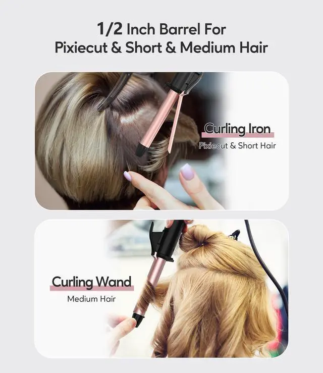 Alt view image 10 of 14 - Travel Size Curling Iron Dual Voltage 100-240V, Mini Curling Iron for Short Hair with 1/2 Inch Barrel, Ceramic Mini Hair Curler with Keratin & Argan Oil Infused, Travel Hair Curler with Storage Bag