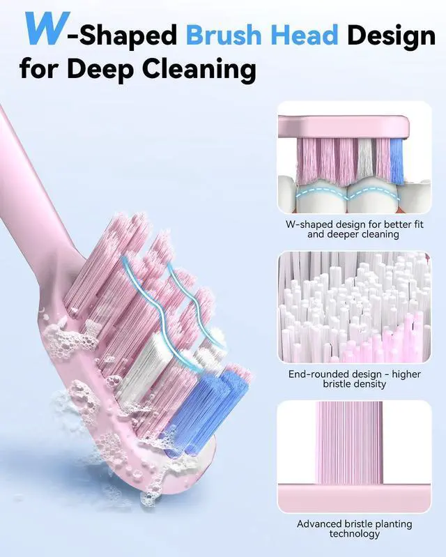 Alt view image 12 of 14 - Sonic Electric Toothbrush with UV Sanitizing & Drying: 5 Modes for Effective Yet Gentle Cleaning with 6 Brush Heads, Rinse Cup, Wireless Charging Base, Rechargeable for Daily Care, Home & Travel