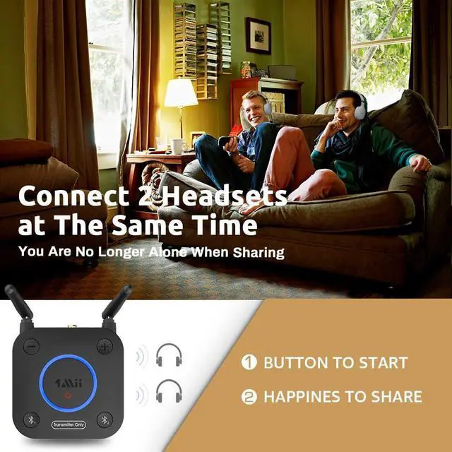 Alt view image 9 of 14 - B06TX Bluetooth 5.3 Transmitter for TV to Wireless Headphone/Speaker, Bluetooth Adapter for TV w/Volume Control, AUX/RCA/Optical/Coaxial Audio Inputs, Plug n Play, aptX Low Latency & HD