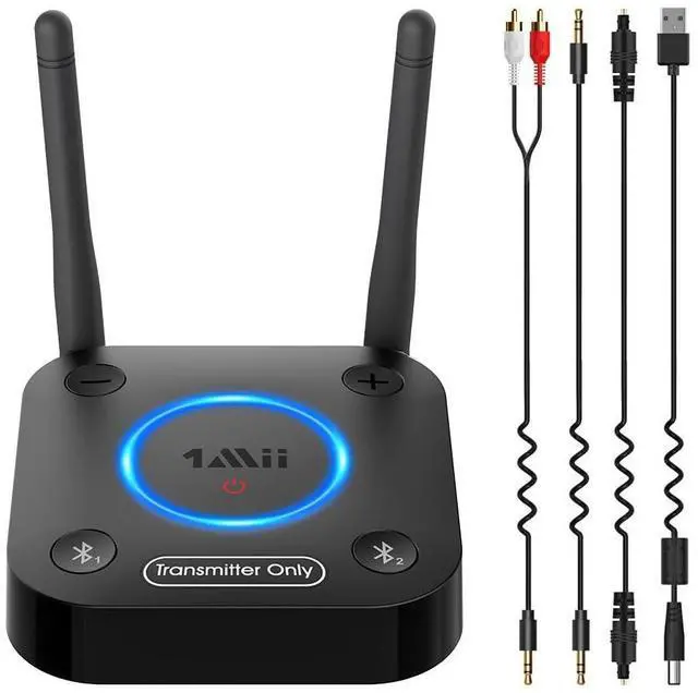 Alt view image 8 of 14 - B06TX Bluetooth 5.3 Transmitter for TV to Wireless Headphone/Speaker, Bluetooth Adapter for TV w/Volume Control, AUX/RCA/Optical/Coaxial Audio Inputs, Plug n Play, aptX Low Latency & HD